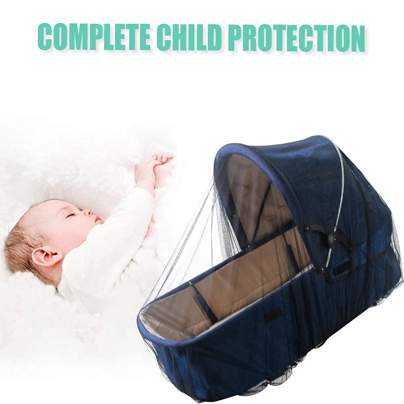 Sysmie Baby Stroller Mosquito Net (2 Pack) - Durable Mesh Protection for Bassinets, Cradles, Playards, Pack N Plays & Portable Mini Cribs | Breathable Universal Fit Insect Barrier (Black) - Image 5